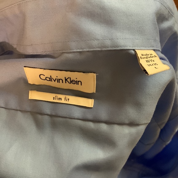 Mens L Calvin Klein Dress Shirt Blue Beautiful - Picture 2 of 2